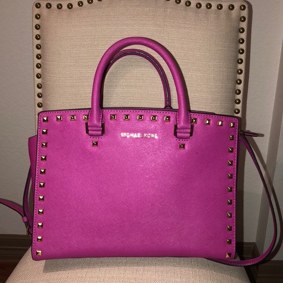 MICHAEL Michael Kors Handbags - Michael Kors Selma Studded Saffiano Leather Bag